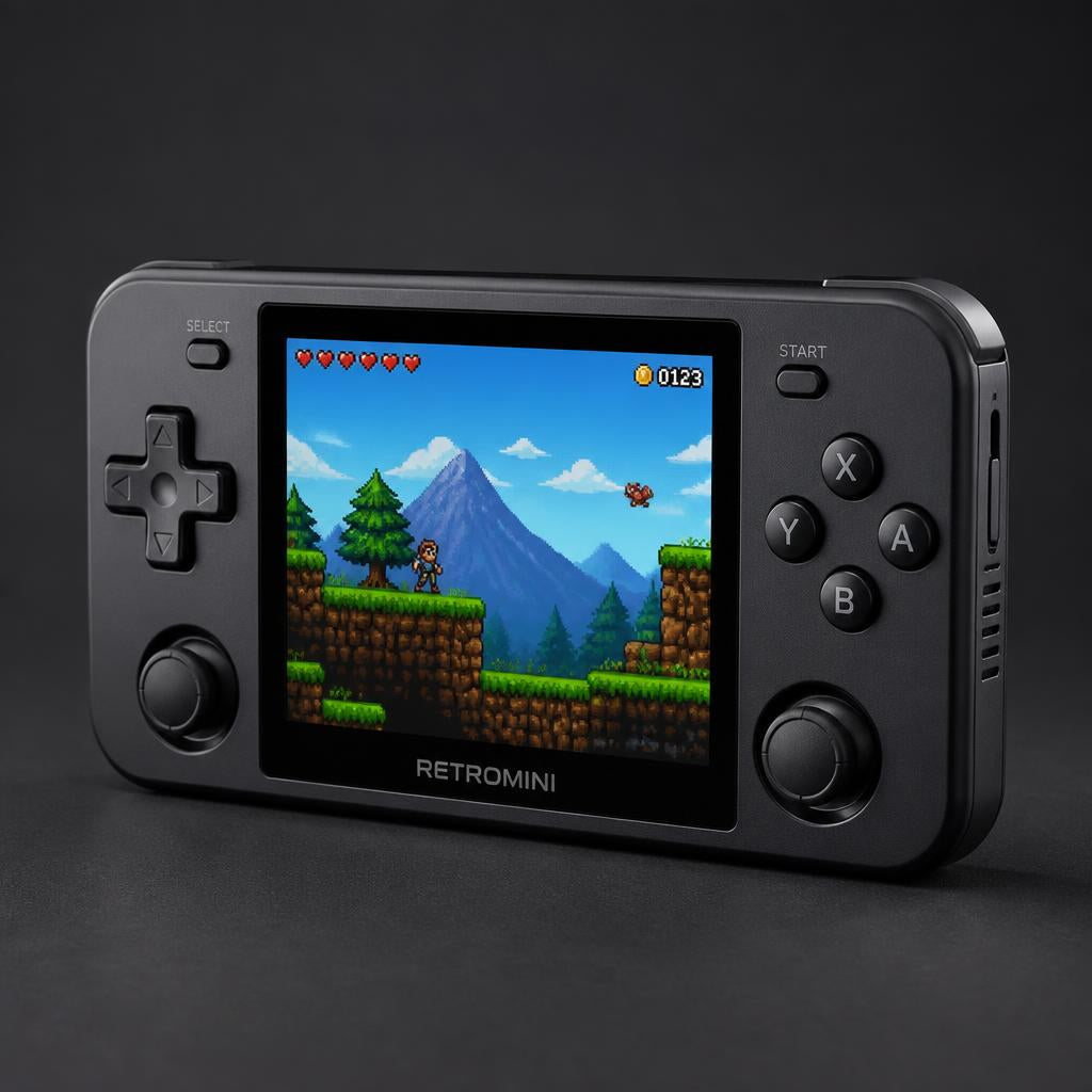 Handheld retro gaming console with colour screen