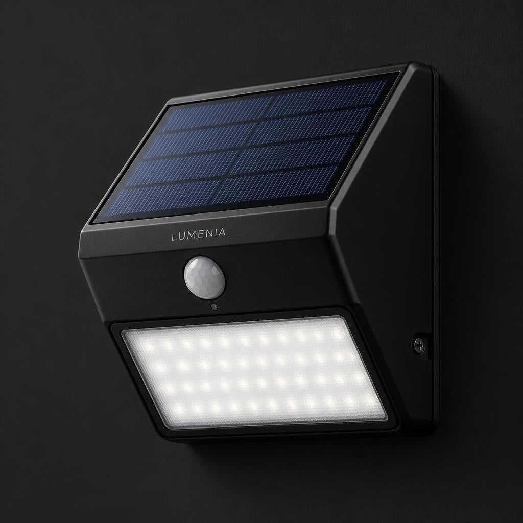 Solar powered outdoor motion sensor wall light